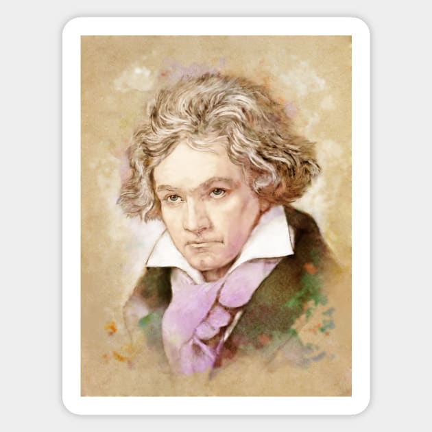 Ludwig van Beethoven im Aquarell Stil Sticker by Bach4you